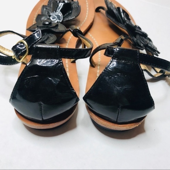 Coach Sierra Black Flower T-strap Sandals - Picture 4 of 7